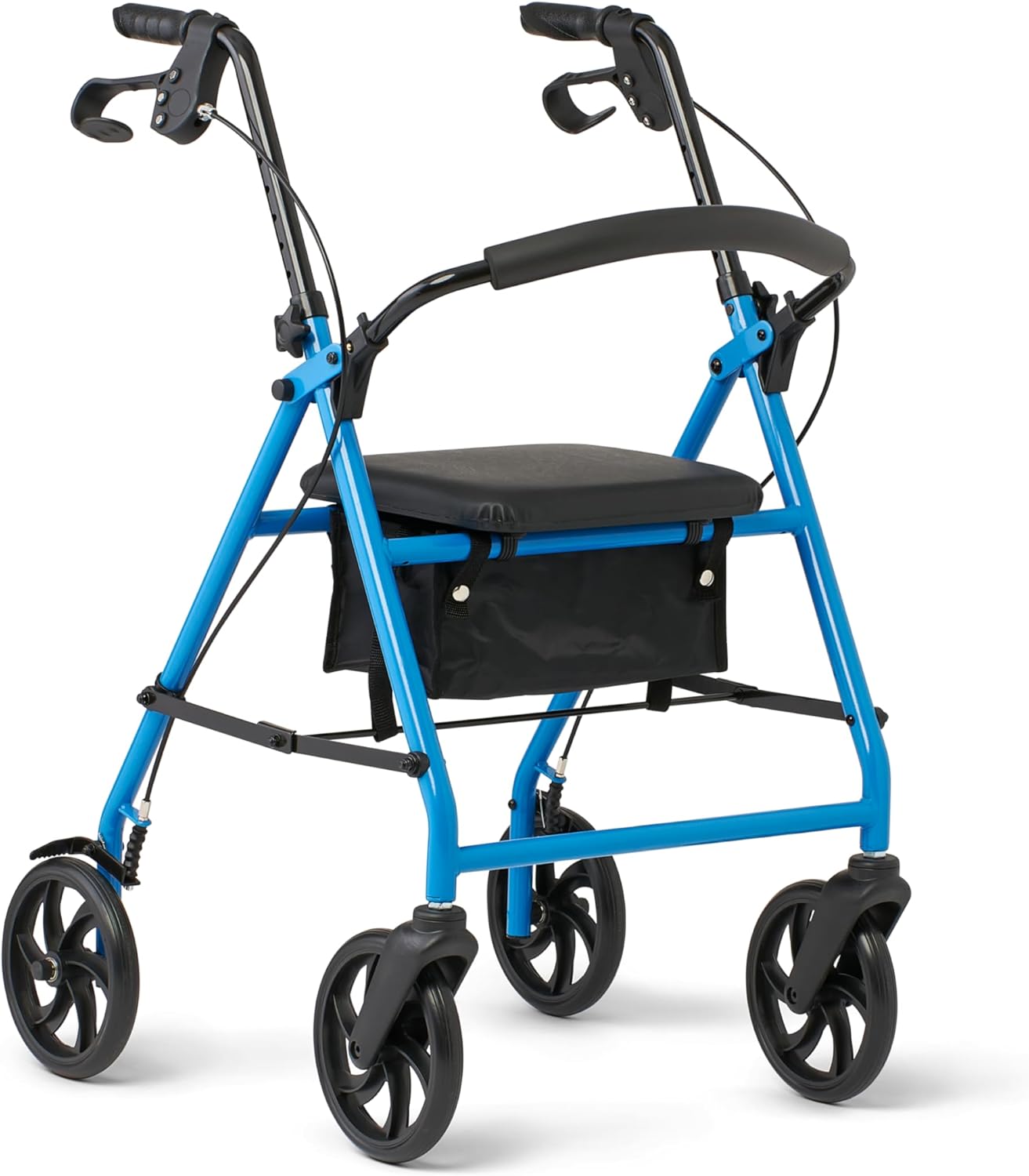 Medline Standard Adult Steel Rollator Walker Aid, 300 lb Capacity, 8 in Wheels


