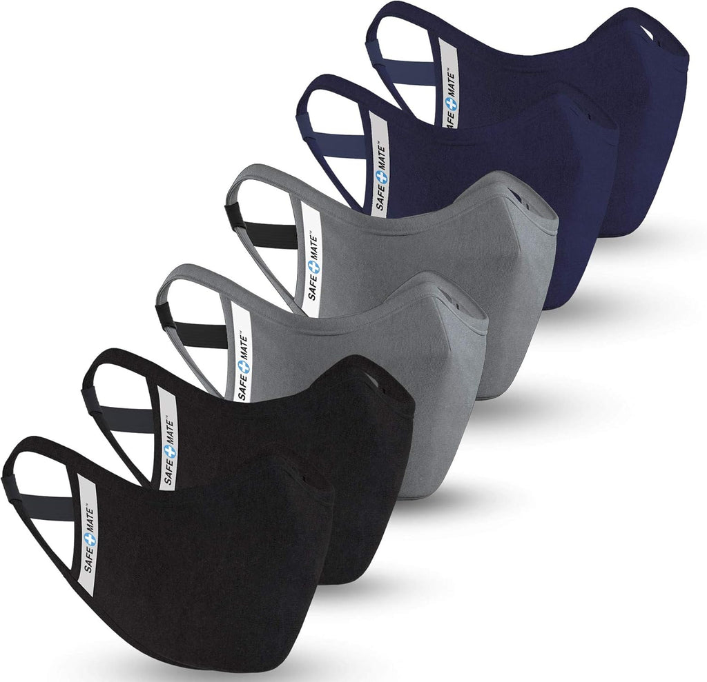 Safe+Mate by Case-Mate Cloth Face Mask, Washable Reusable, Adult Cotton Blend with Filter

