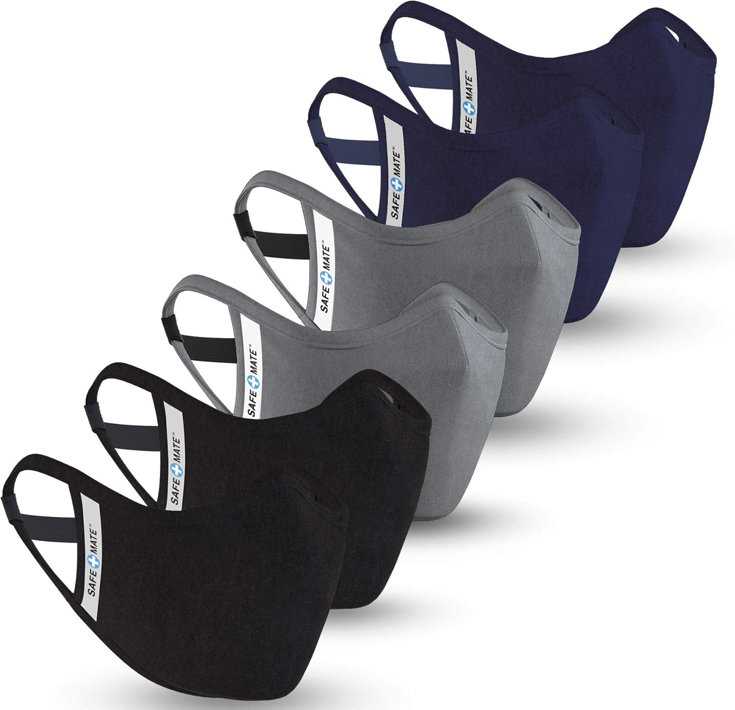 Safe+Mate by Case-Mate Cloth Face Mask, Washable Reusable, Adult Cotton Blend with Filter


