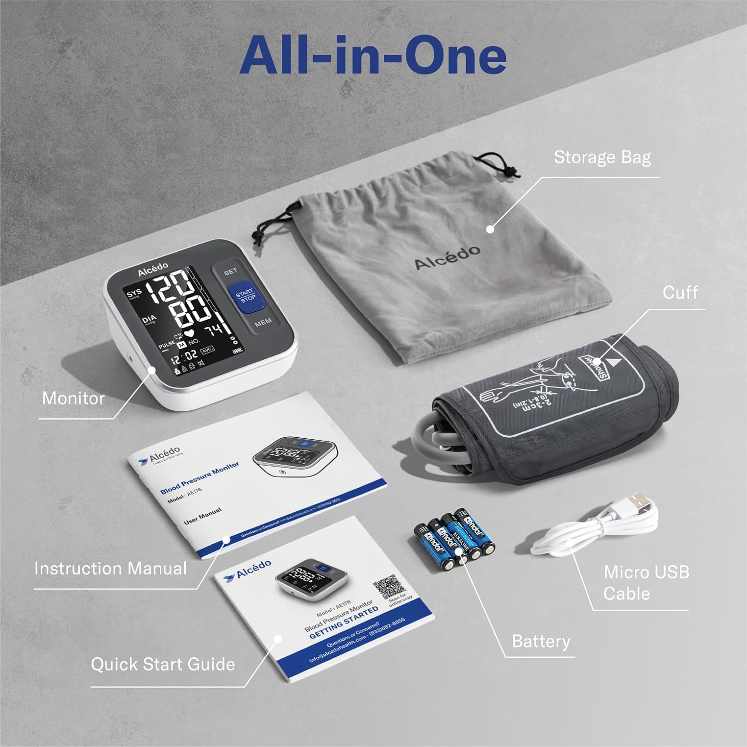 Alcedo Automatic Upper Arm Blood Pressure Monitor Digital BP Machine Wide-Range Cuff

