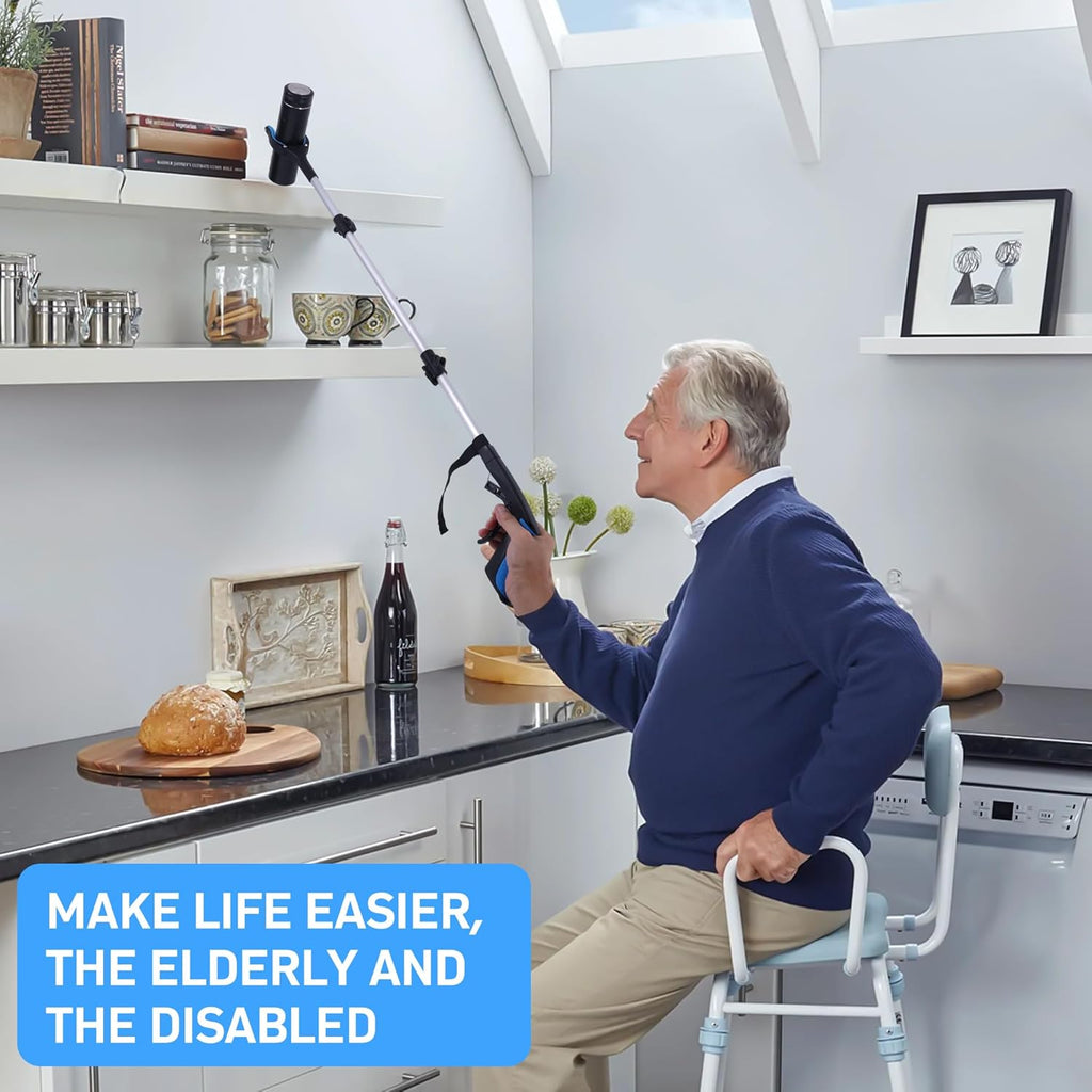 Foldable Grabber Reacher Tool for Seniors, 360 Rotating Jaw Pickup Stick with Magnet

