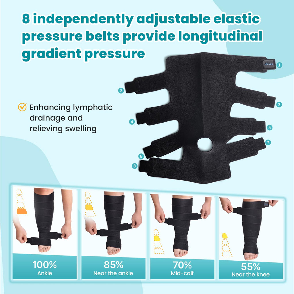 Sylong Swelling Edema Compression Wrap Adjustable Sleeve for Lower Leg Lymphedema


