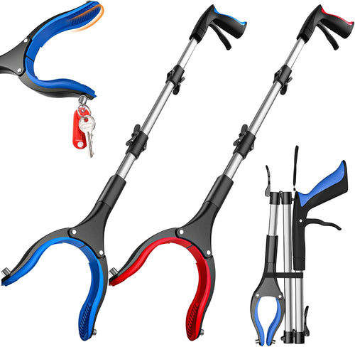 2-Pack Foldable Grabber Reacher Tool for Seniors with Magnet, Anti-Slip Grip

