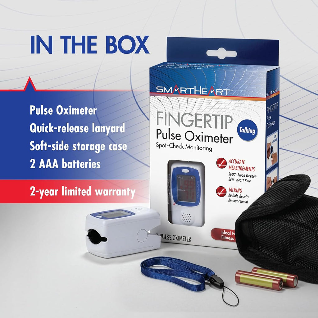 SmartHeart Fingertip Pulse Oximeter with Talking Monitoring

