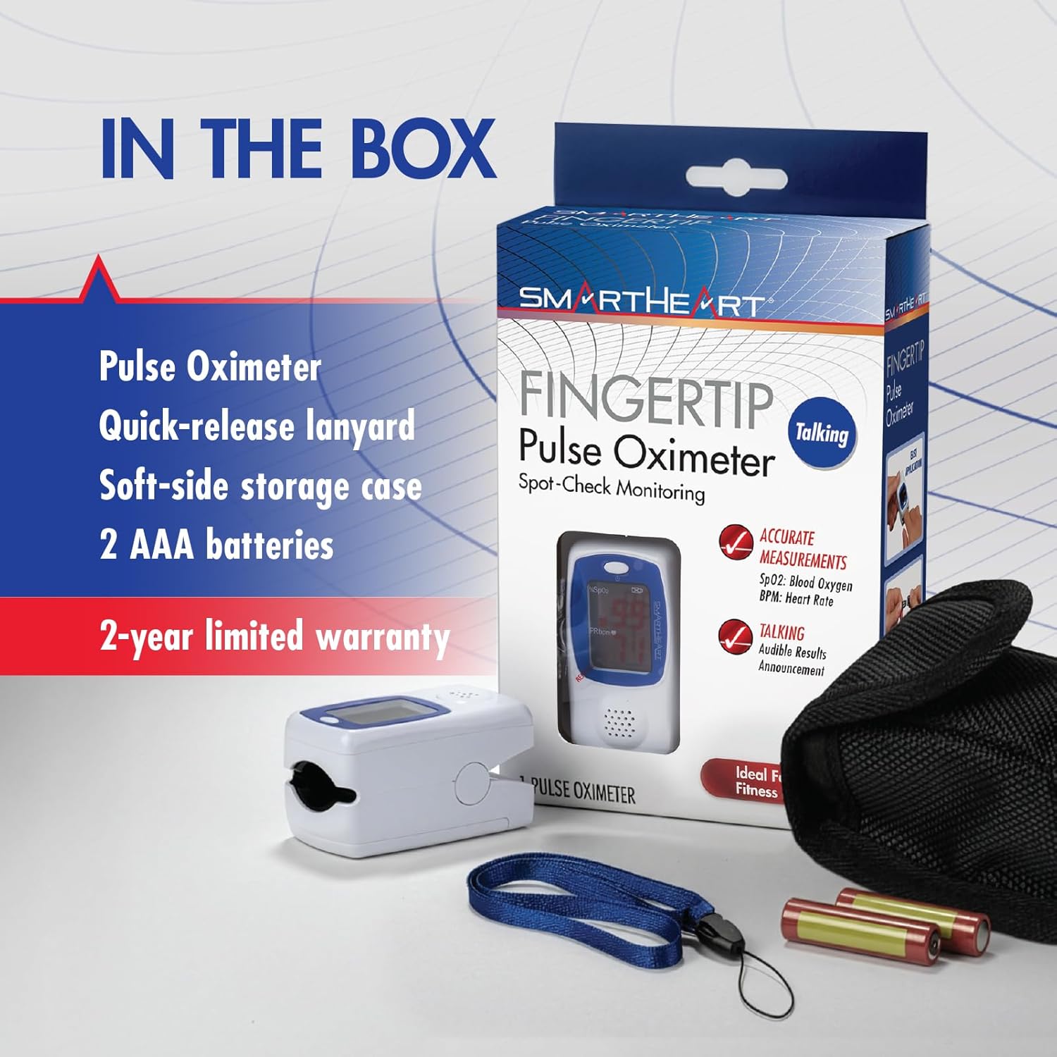 SmartHeart Fingertip Pulse Oximeter with Talking Monitoring

