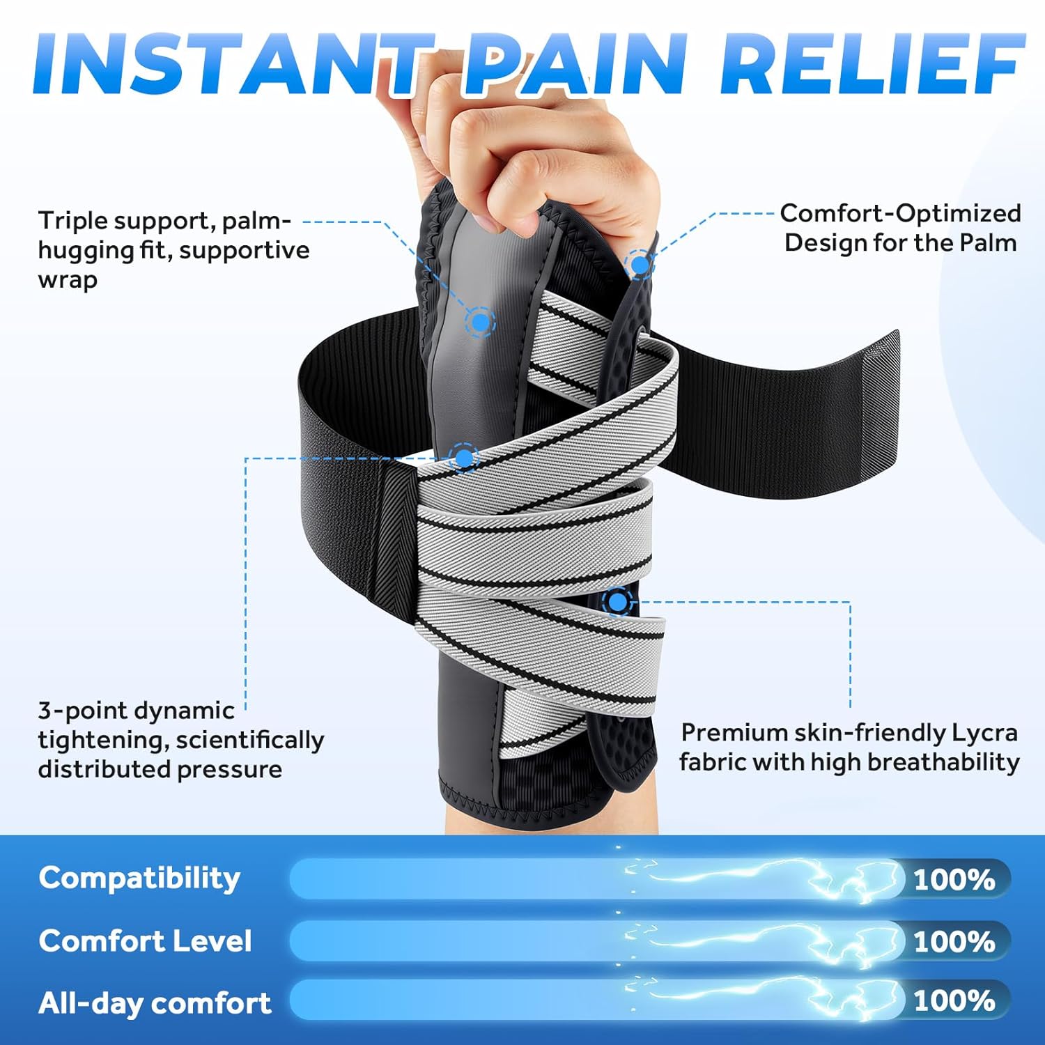 NEVVIS Carpal Tunnel Night Wrist Brace with Metal Splint, Adjustable Support

