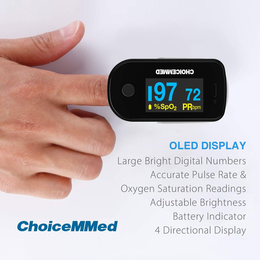 ChoiceMMed Dual Color OLED Finger Pulse Oximeter, SpO2 and Pulse Monitor

