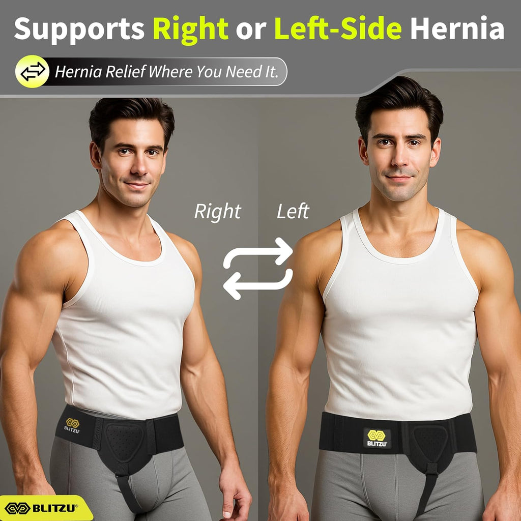 BLITZU Inguinal Hernia Support Belt for Men and Women, Adjustable Left/Right


