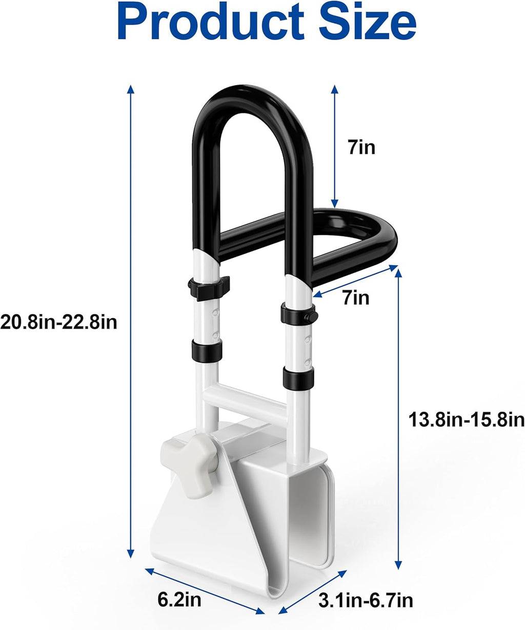 Adjustable Bathtub Safety Rail Clamp-On Shower Grab Bar, Non-Slip Dual Handles

