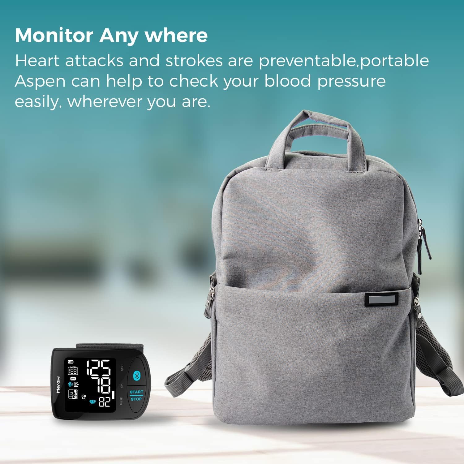 Meraw Wrist Blood Pressure Monitor for Adults, Bluetooth Irregular Heartbeat

