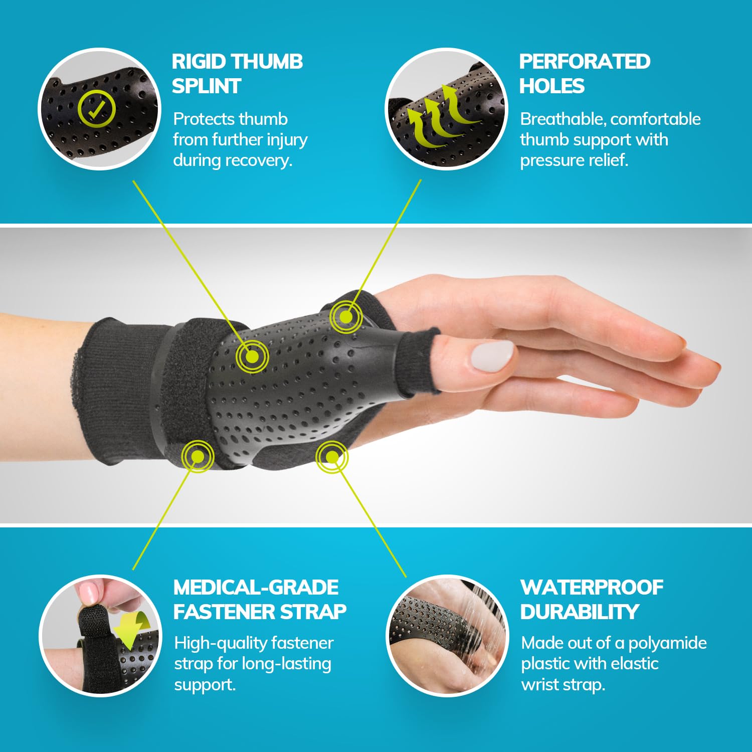 BraceAbility Hard Plastic Thumb Splint for Arthritis, Trigger Thumb, CMC Stabilizer

