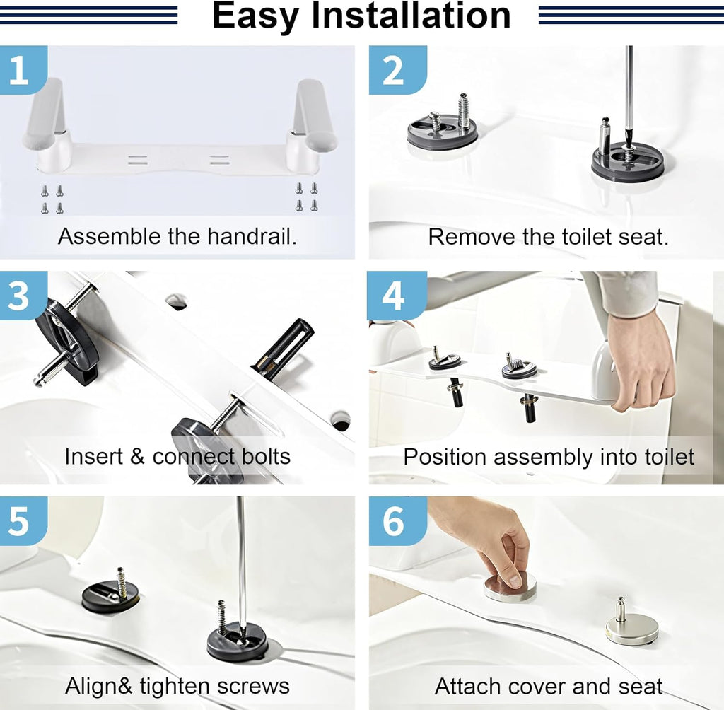IJDD Toilet Safety Rail with Flip-Up Armrests and Rise-Up Handle, 304 Stainless

