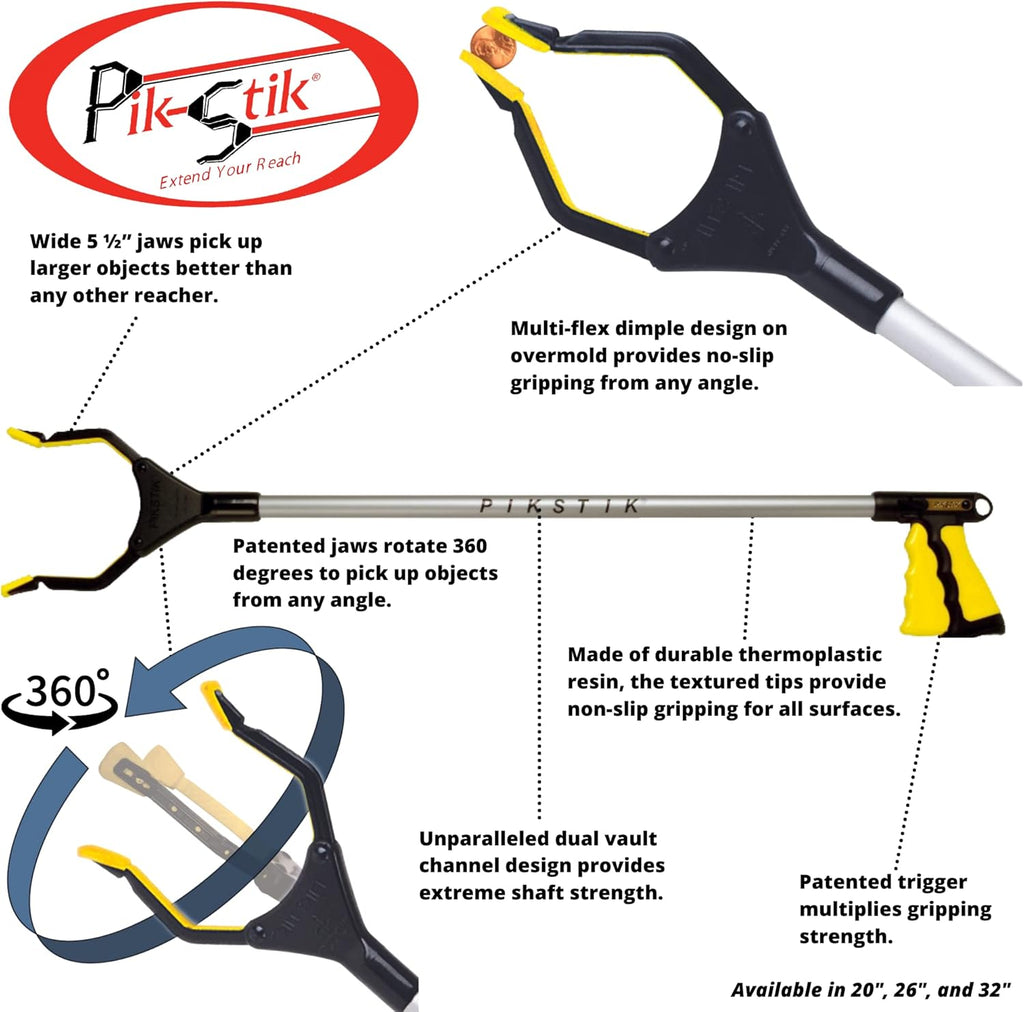 Pro P-321 Aluminum Reacher Grab Tool with 5.5 in Wide Jaw, 360° Rotating Head

