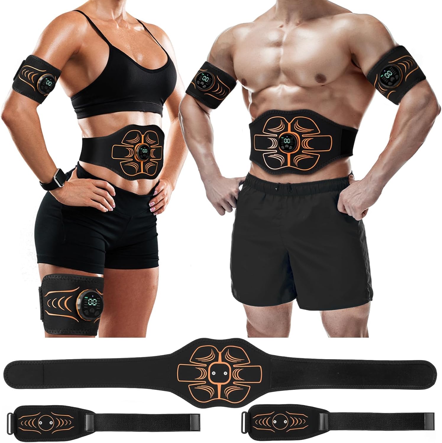 Electronic Muscle Stimulator Abs & Arms Belt, USB Rechargeable Fitness Workout

