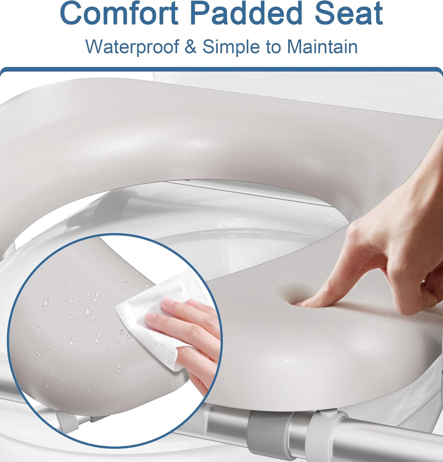 Soundfuse Raised Toilet Seat with Handles, Adjustable Height & Width, Padded

