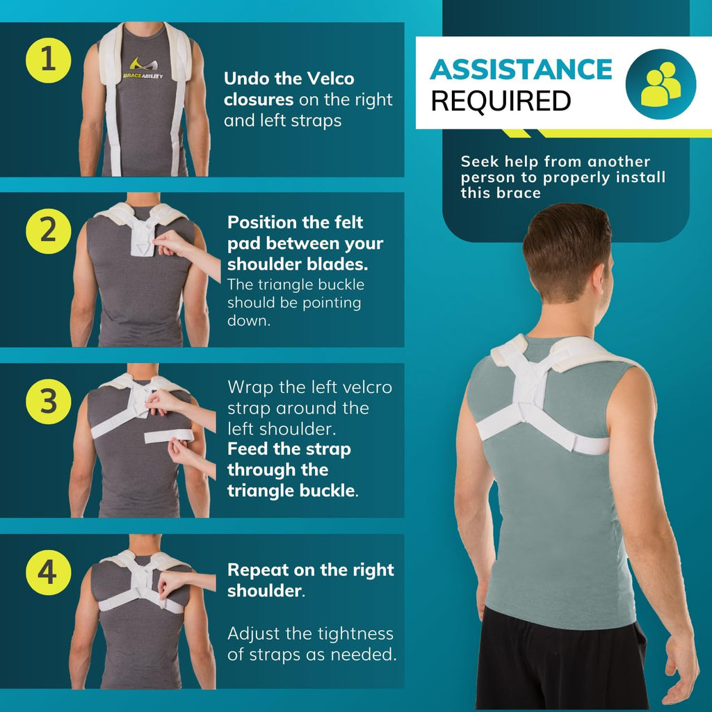 BraceAbility Clavicle Support Brace Figure 8 Upper Back Posture Corrector for Shoulder


