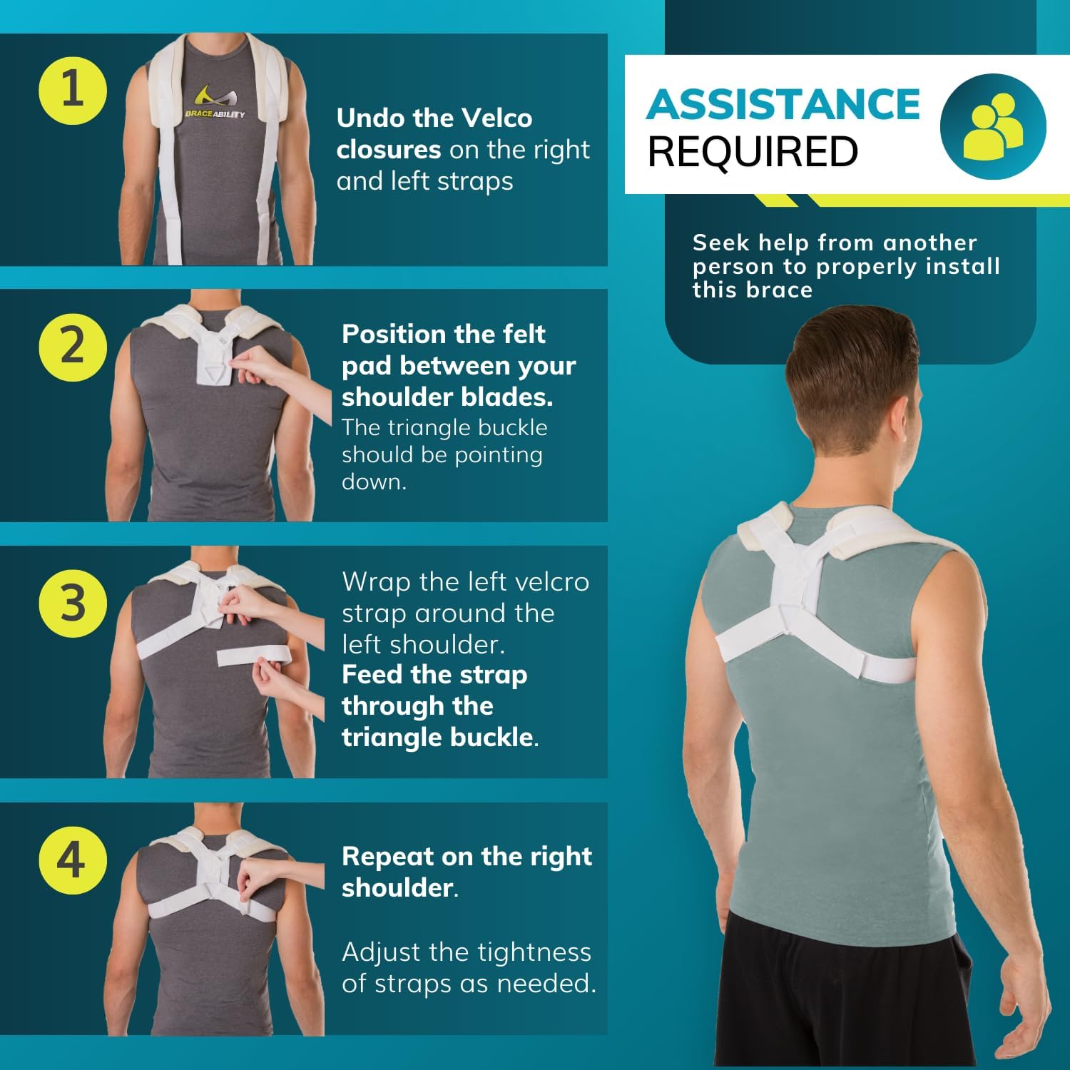 BraceAbility Clavicle Support Brace Figure 8 Upper Back Posture Corrector for Shoulder

