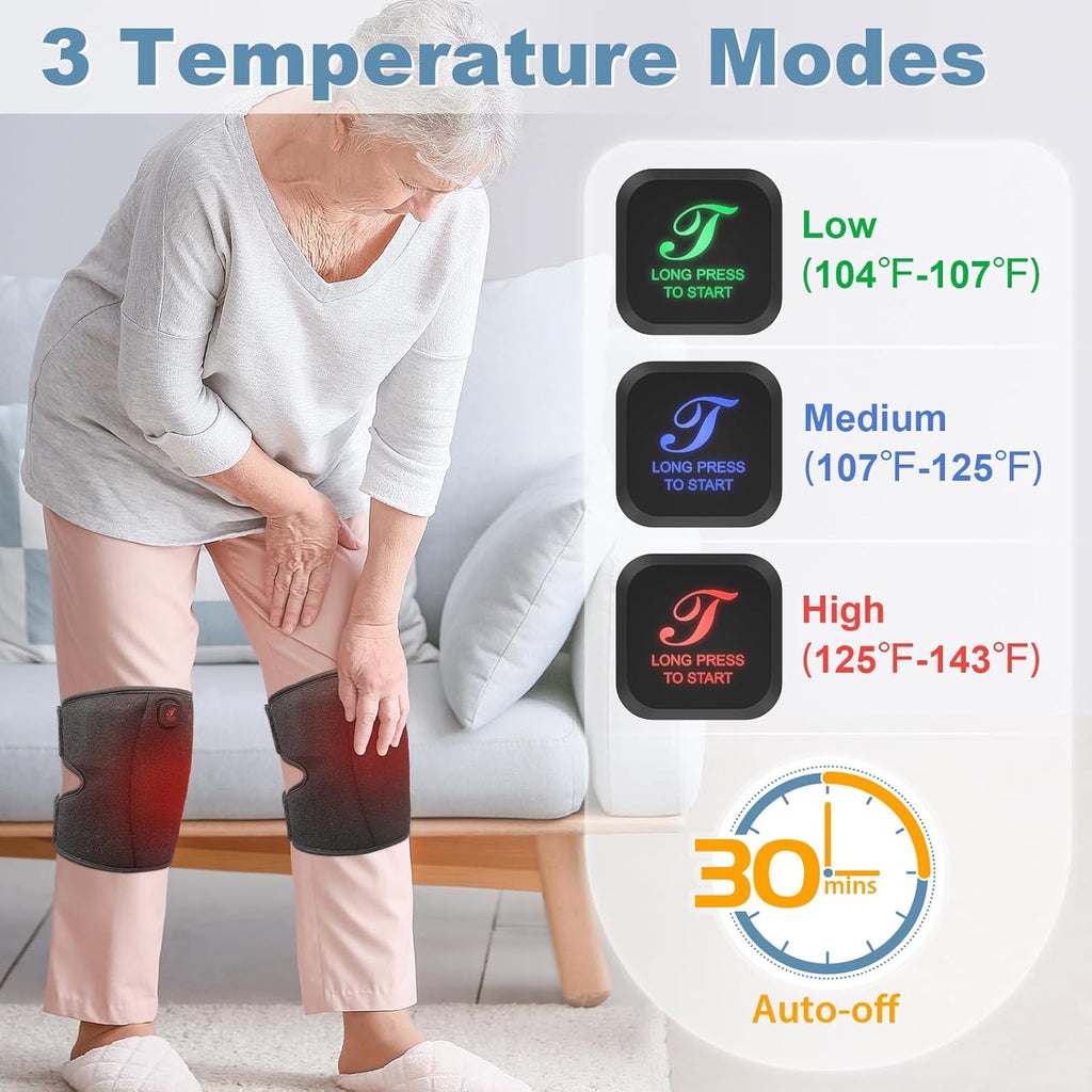 Heated Knee Brace Cordless Knee Heating Pad for Arthritis with 3 Temperature Modes

