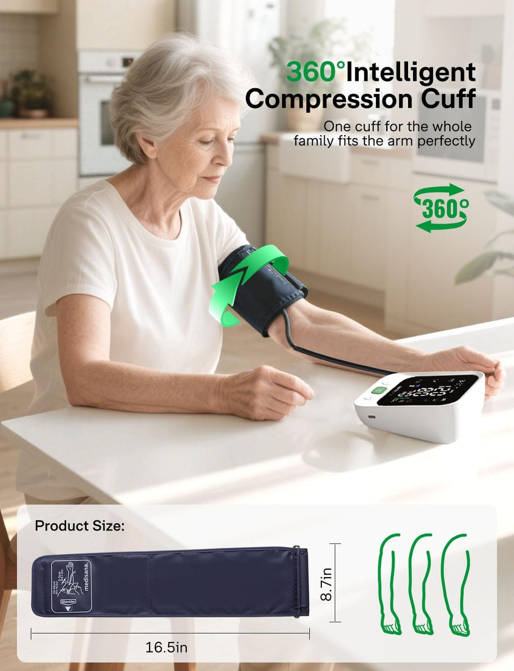 Medisana Automatic Upper Arm Blood Pressure Monitor, Large Cuff, Color Backlit Display

