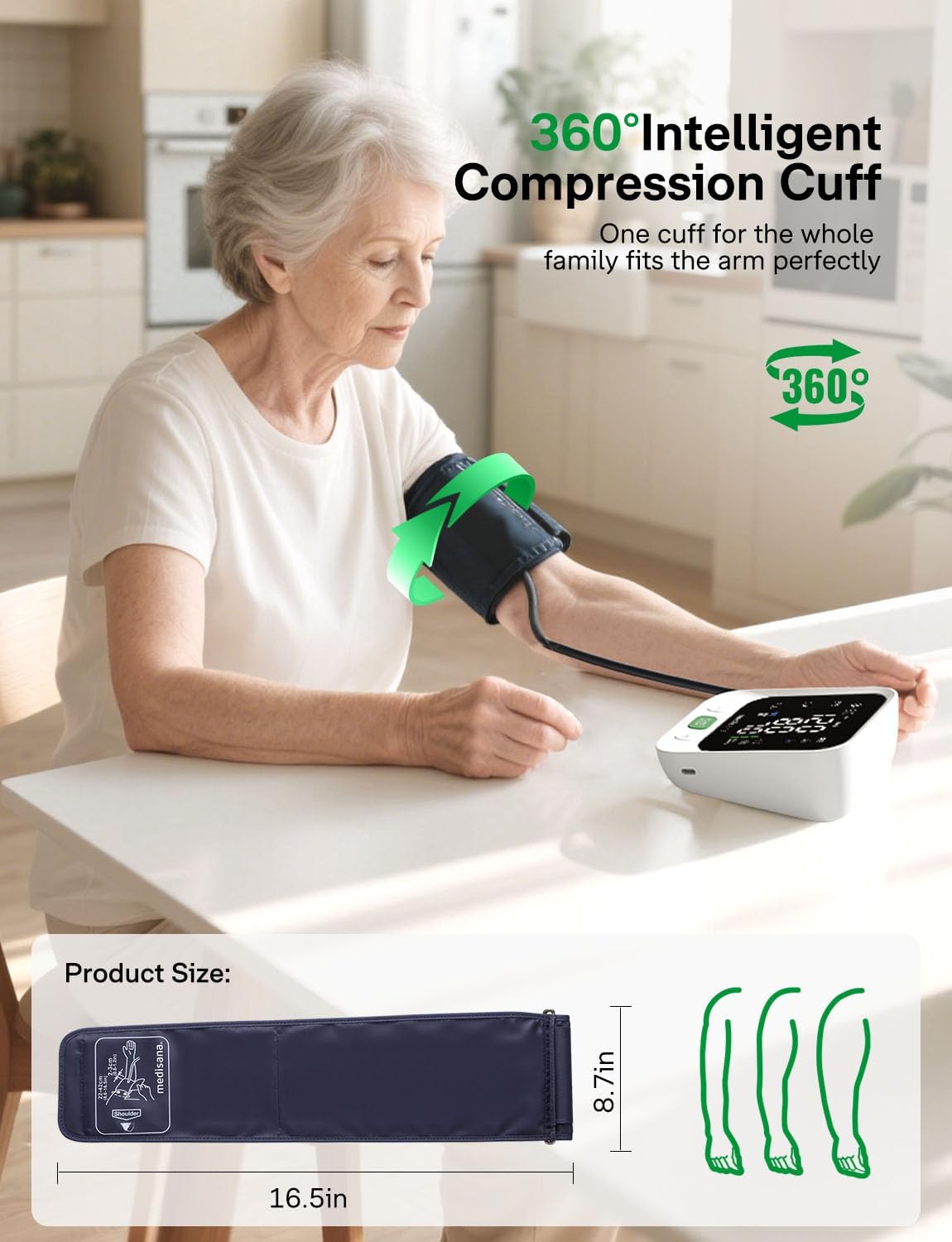 Medisana Automatic Upper Arm Blood Pressure Monitor, Large Cuff, Color Backlit Display

