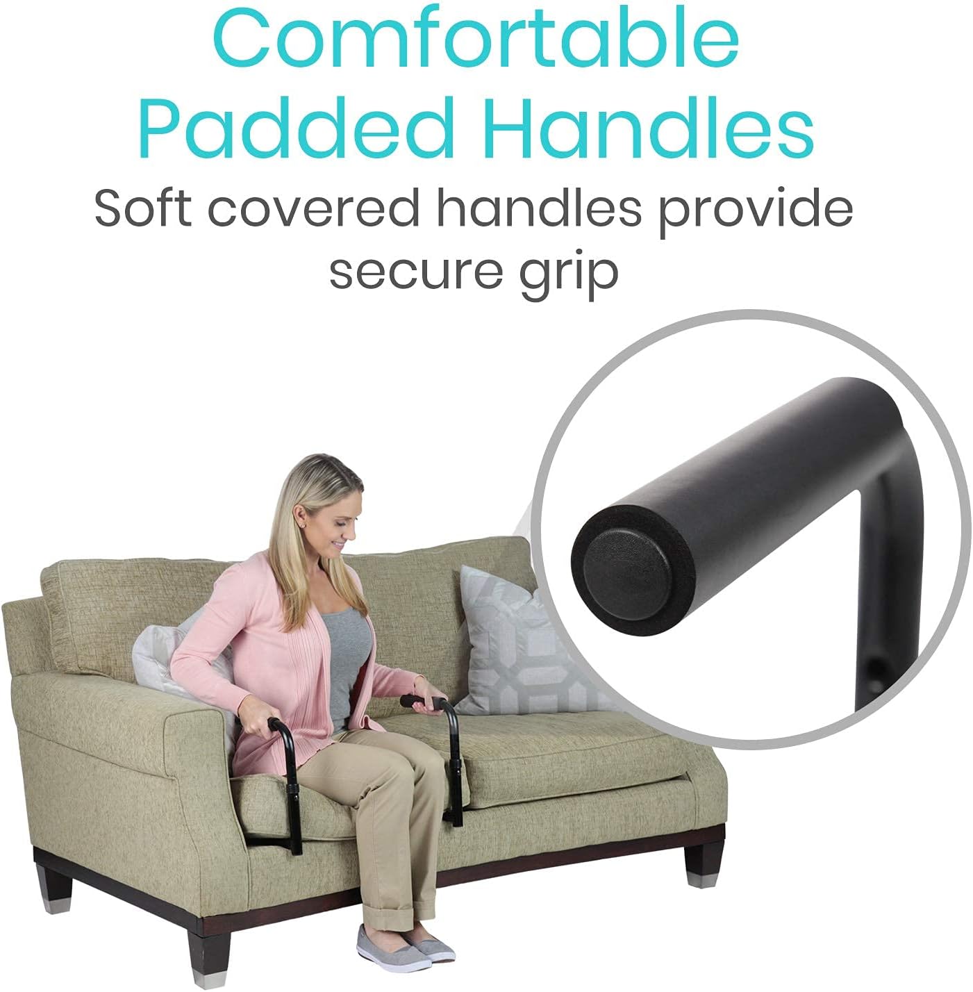Vive Stand Assist Mobility Standing Aid Rail for Couch and Chair, Grab Handles

