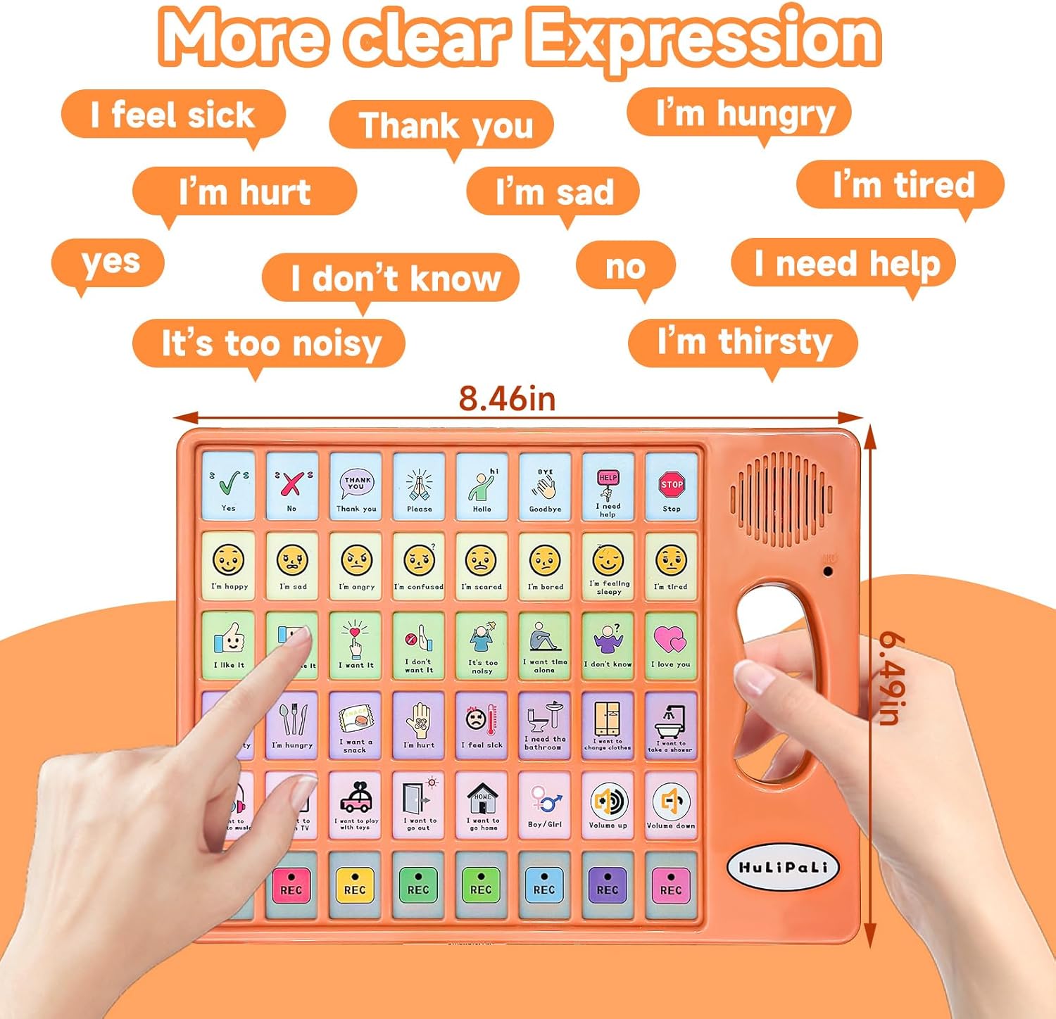 AAC Speech Therapy Device for Autism, Grip Handle, 40 Buttons, Adjustable Volume

