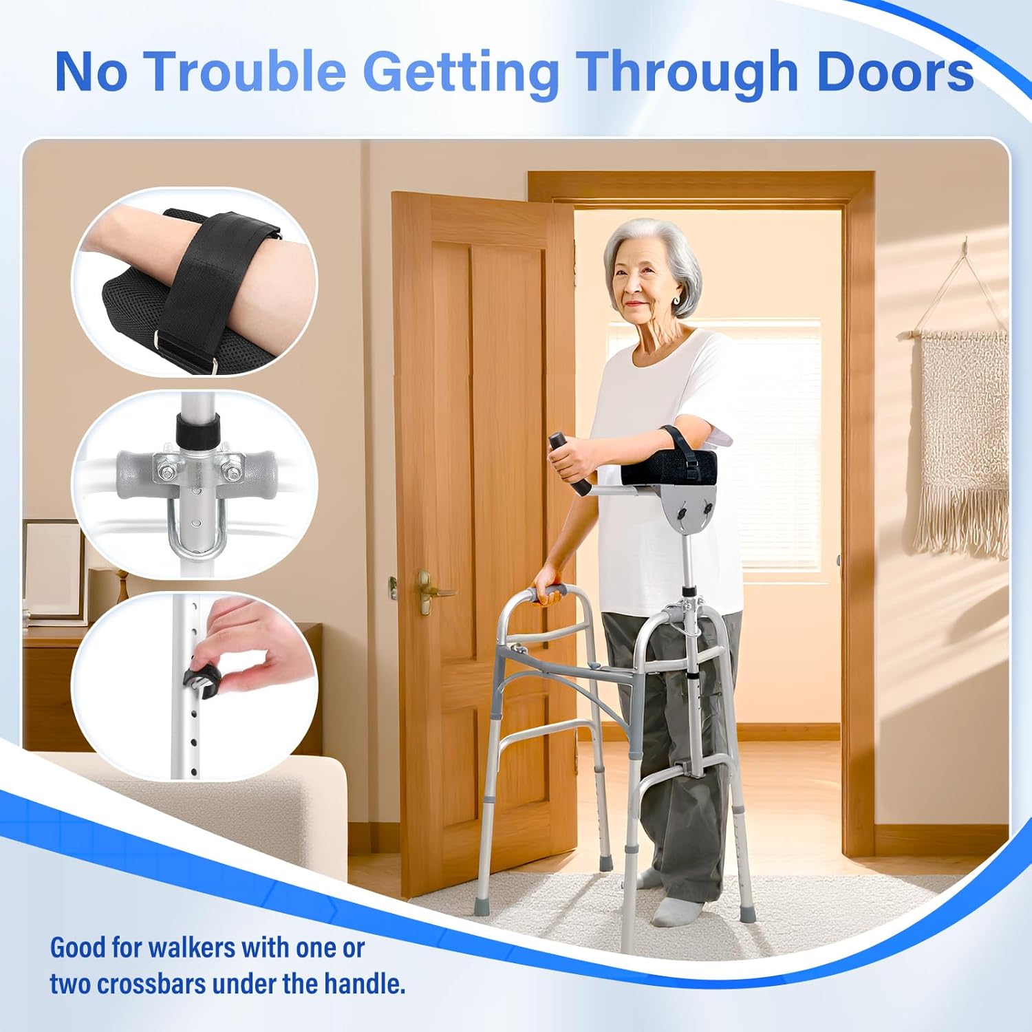 Walker Platform Attachment with Adjustable Padded Cuff and U-Shaped Clamp (Aluminum)

