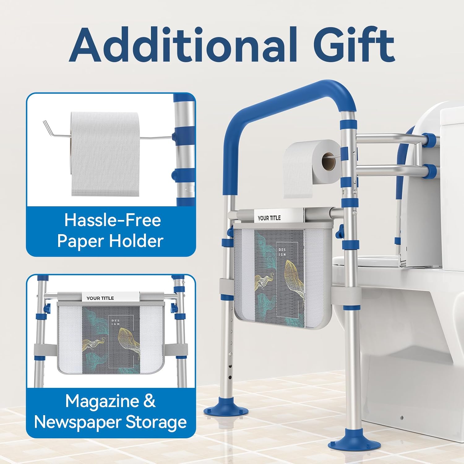 Loyoda Adjustable Foldable Toilet Safety Rails for Seniors, Elderly & Disabled

