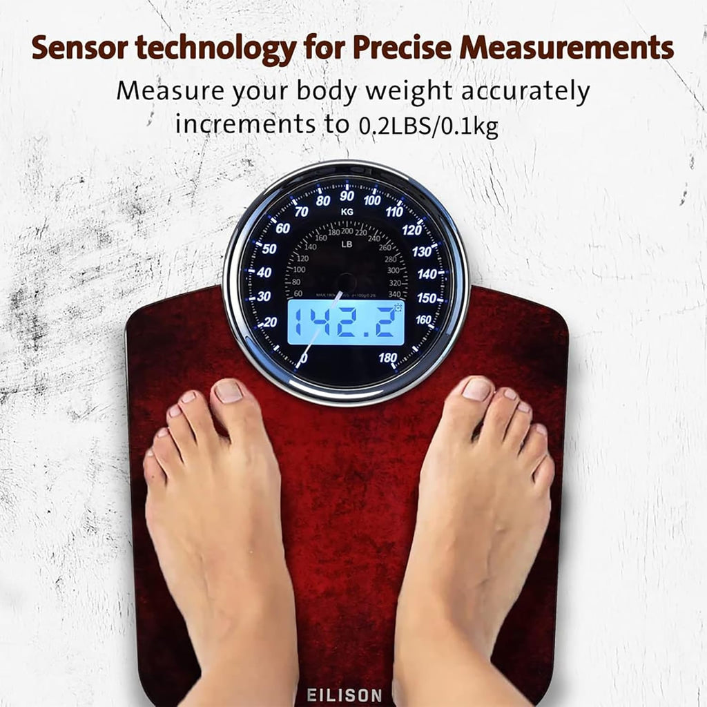 EILISON 2-in-1 Digital & Analog Bathroom Weighing Scale, 400 lb, Tempered Glass

