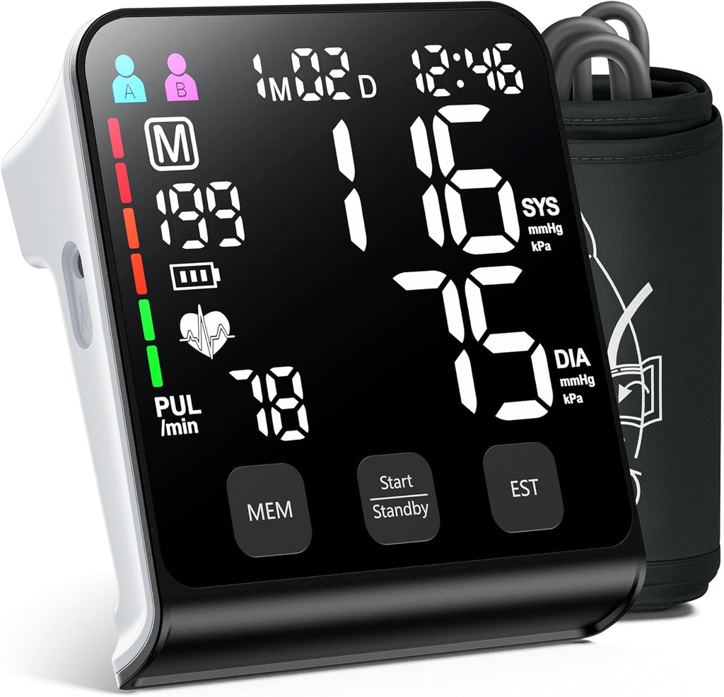 Upper Arm Electronic Blood Pressure Monitor, Automatic Digital BP with Backlit Display

