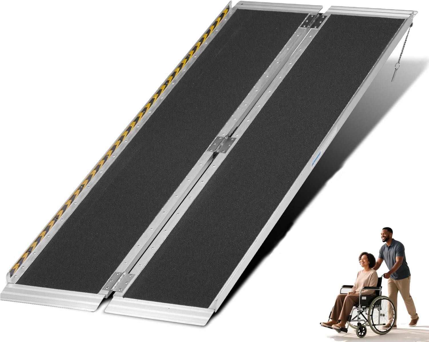 Portable Wheelchair Ramp Non-Slip Aluminum Folding Handicap Entry Ramp, 600 lb

