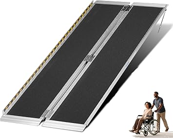 Portable Wheelchair Ramp Non-Slip Aluminum Folding Handicap Entry Ramp, 600 lb