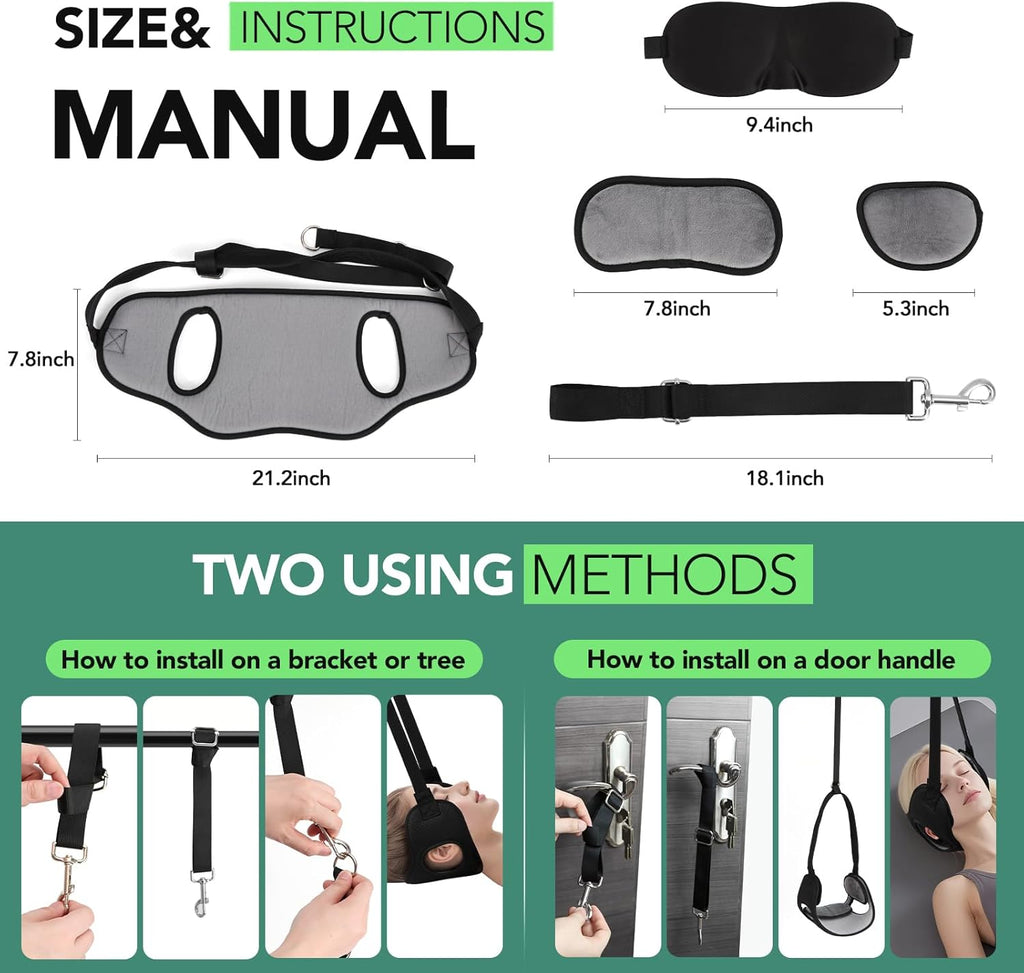 WEEOATAR Adjustable Neck Traction Stretcher Strap with Ear Holes, Release Buckle

