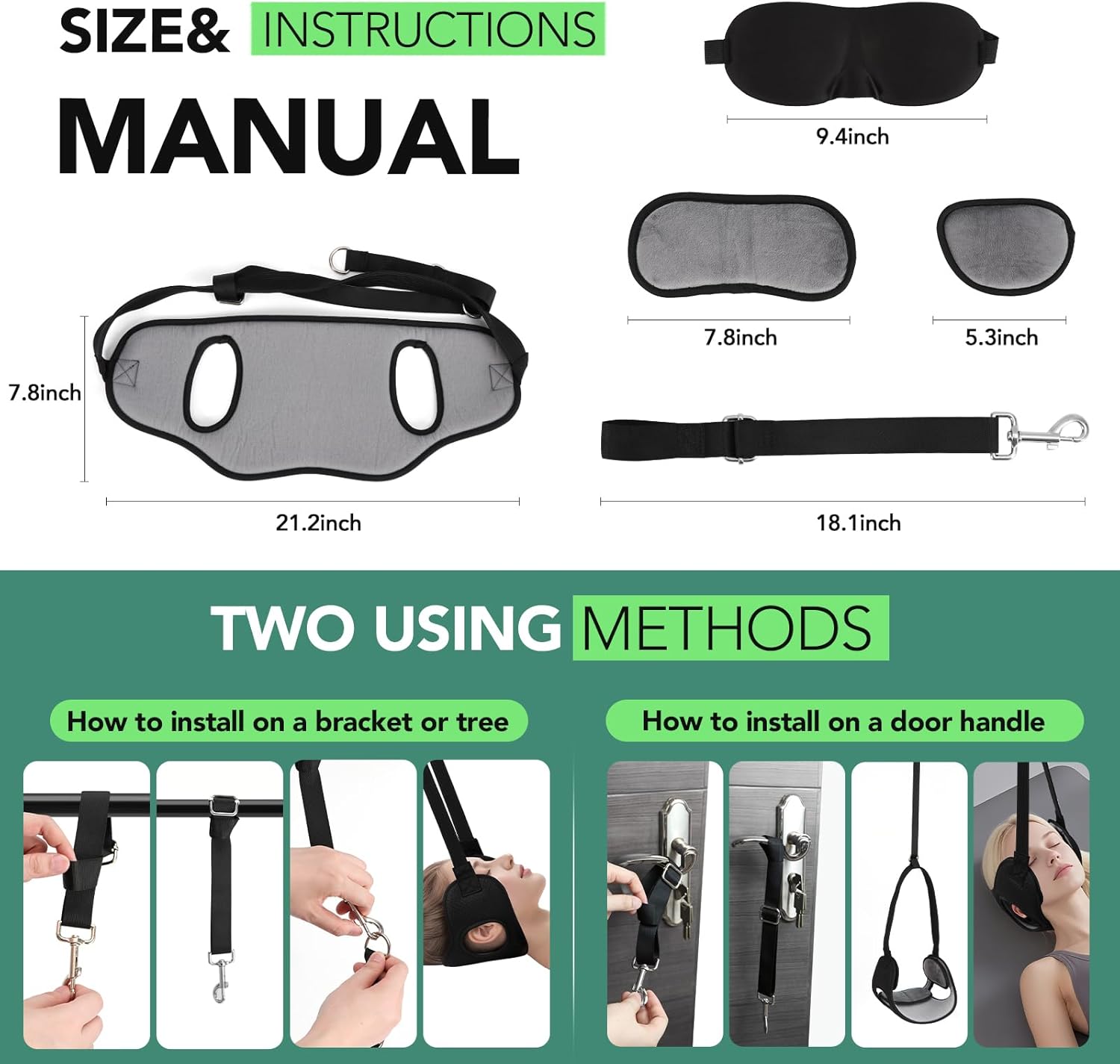 WEEOATAR Adjustable Neck Traction Stretcher Strap with Ear Holes, Release Buckle

