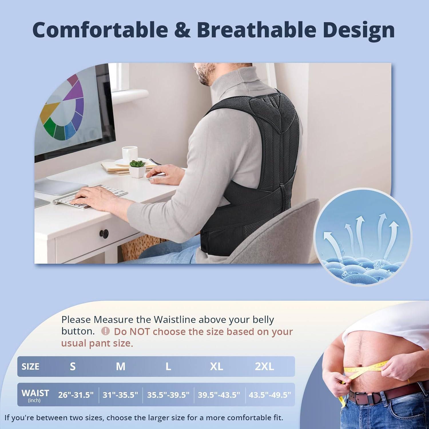 Fitsupport Posture Corrector Back Brace for Men and Women, Lumbar Support

