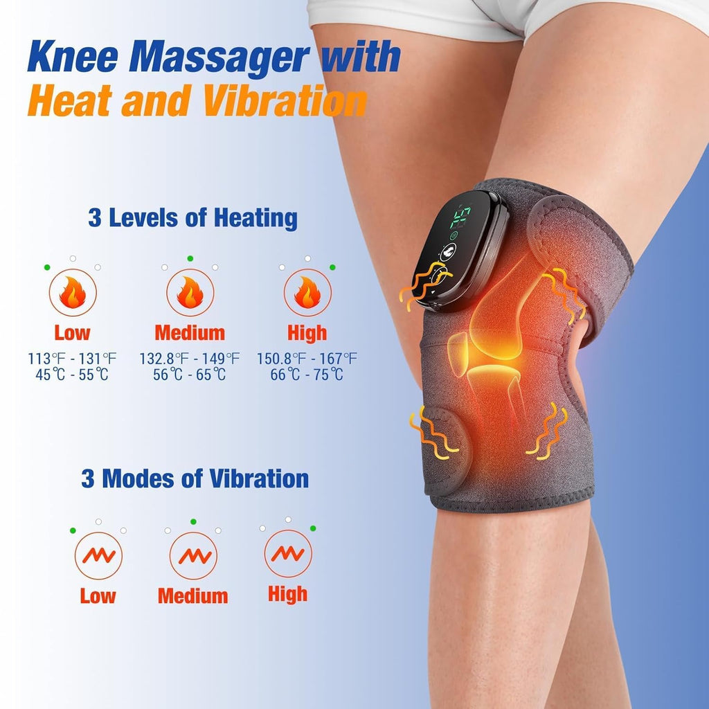 NORTHERN BROTHERS Cordless Heated Knee Massager with Heat & Vibration, USB-C Rechargeable

