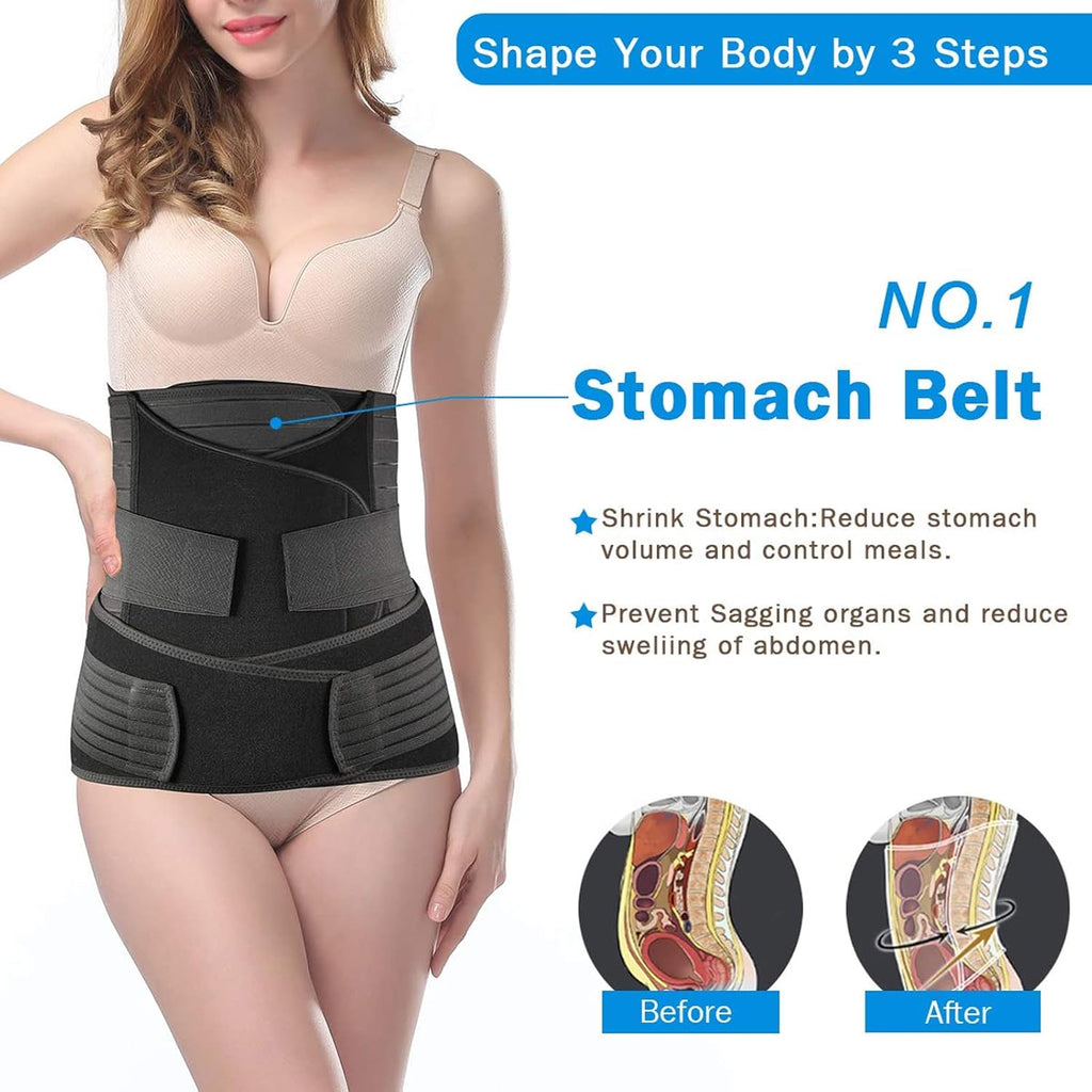 Tirain 3-Piece Postpartum Belly Band C-Section Recovery Girdle Abdominal Binder


