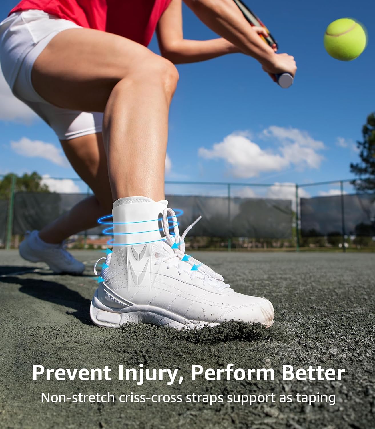 Slim-Fit Ankle Brace with 2 Auto-Shaped Pads, Quick Lace-Up Ankle Support

