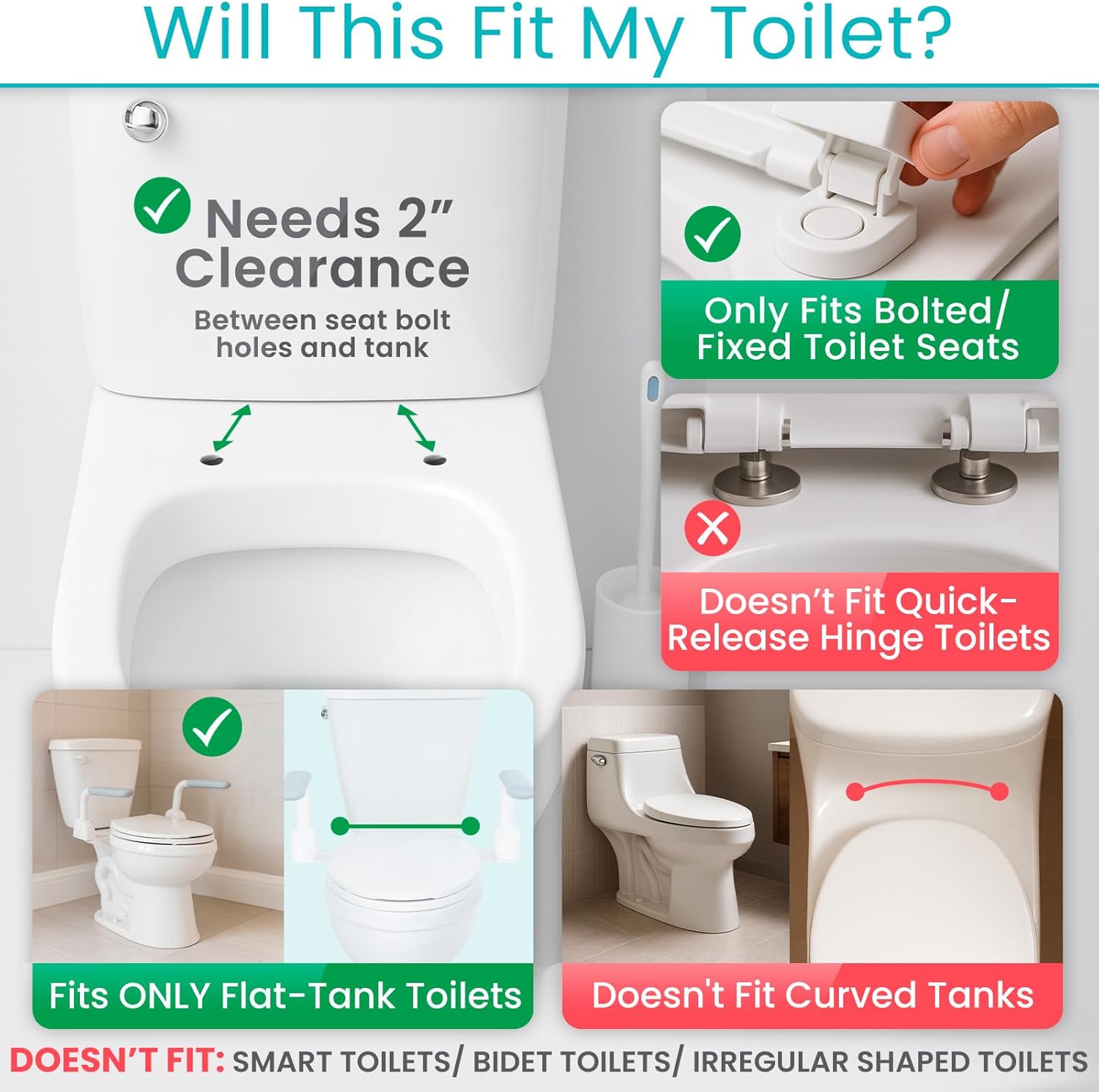 Vive Toilet Safety Rail with Flip-Up Handles, 450 lb Capacity Grab Bar Riser

