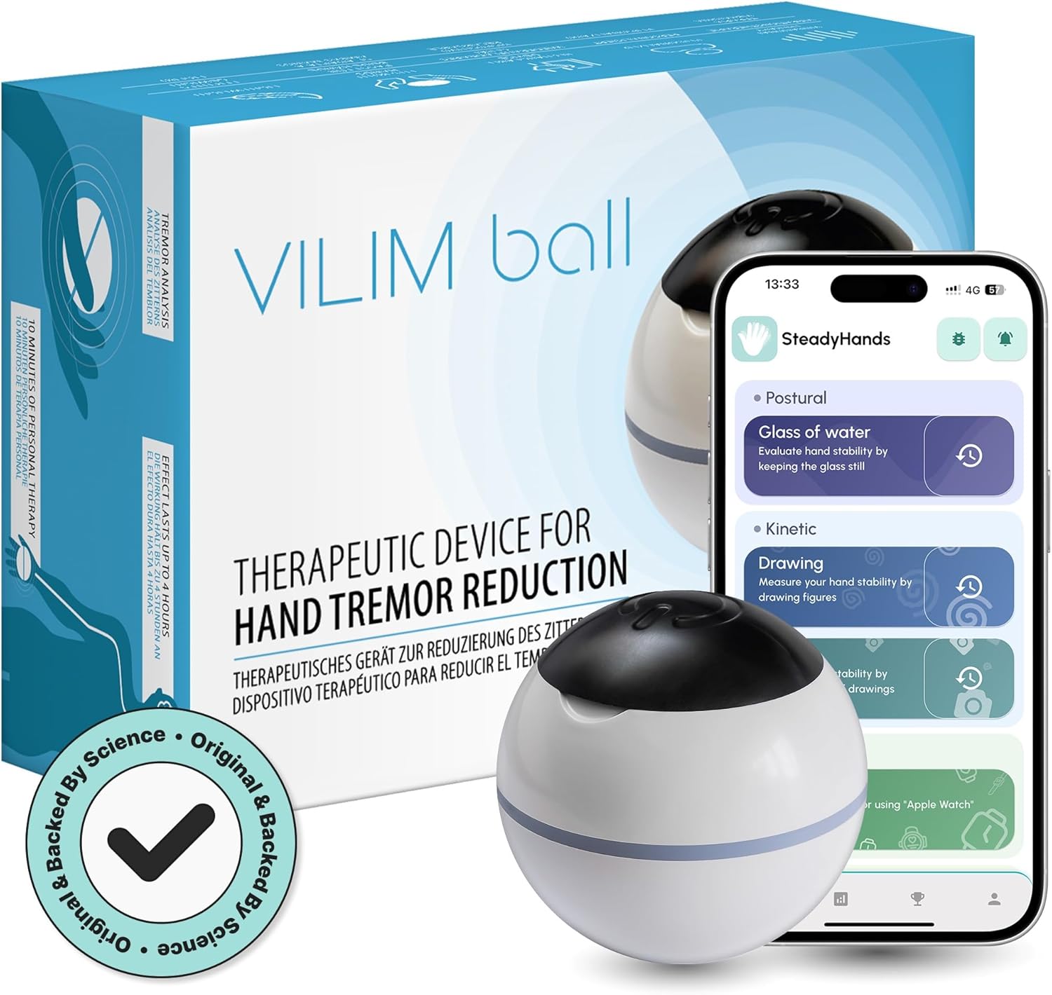 VILIM AI Vibration Therapy Ball for Essential Tremor & Parkinson’s, Hand Therapy

