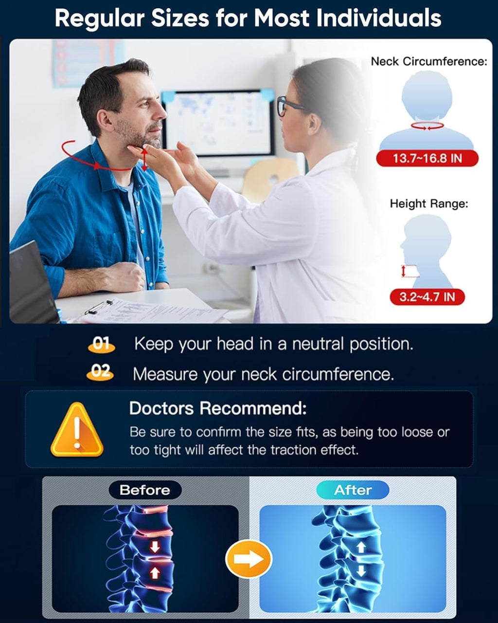 Cervical Neck Traction Device with Electric Air Pump and Airbag for Neck Pain Relief

