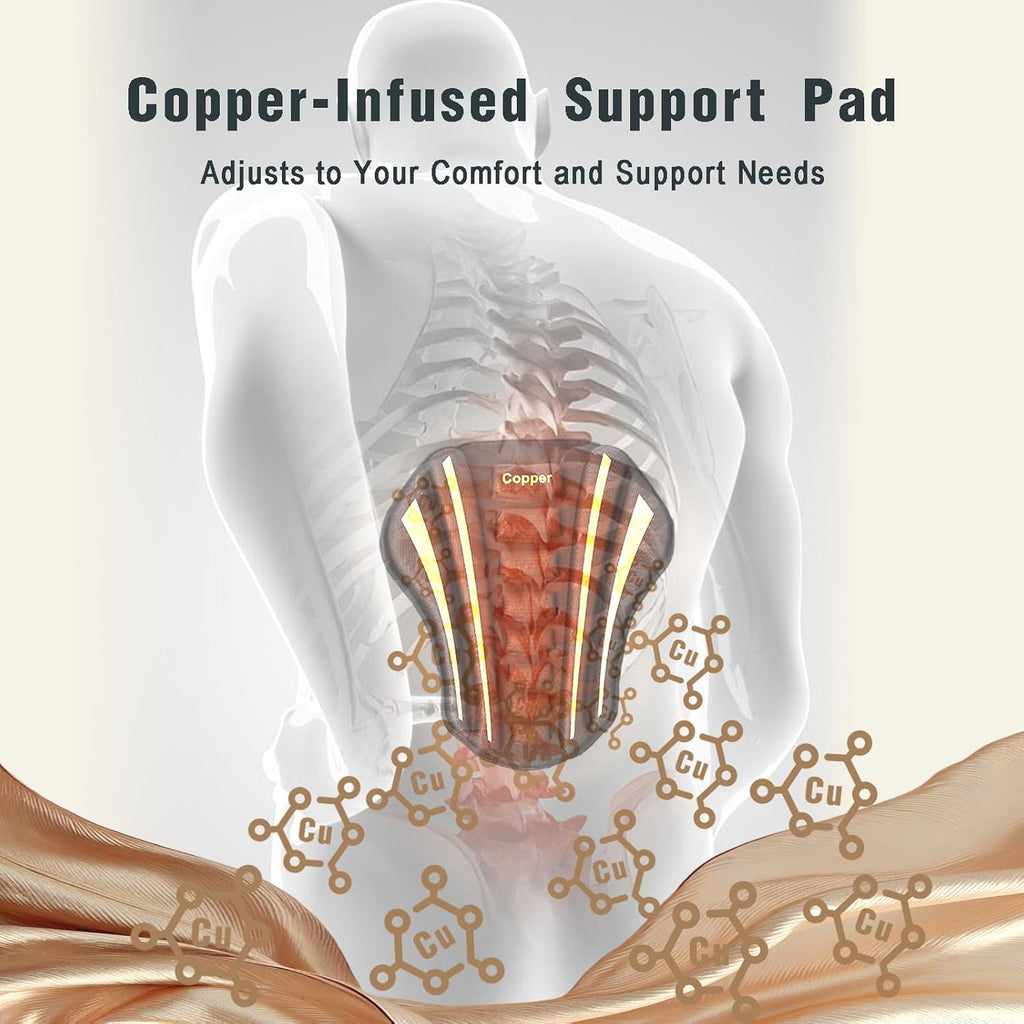 Copper Back Brace for Lower Back Pain Relief Lumbar Support Posture Pad


