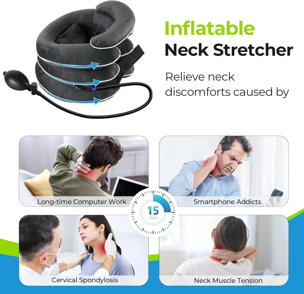 AUVON Inflatable Neck Stretcher for Cervical Traction, Neck Decompression Pillow

