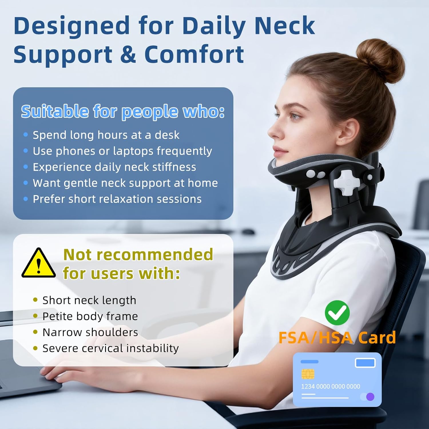 Holniva Cervical Neck Traction Device, Adjustable Neck Stretcher Brace


