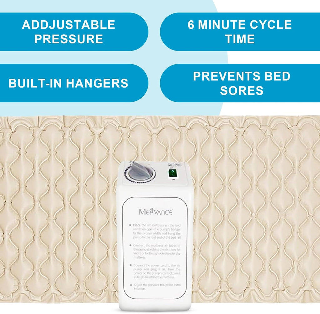 MedVance Alternating Air Pressure Mattress Pad with Ultra-Quiet Pump for Bed Sores

