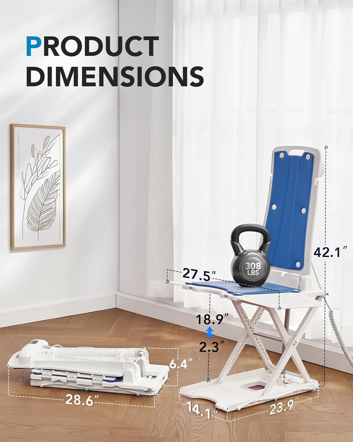 HUANUO 2-in-1 Electric Chair Lift for Elderly, Floor and Bath Lift

