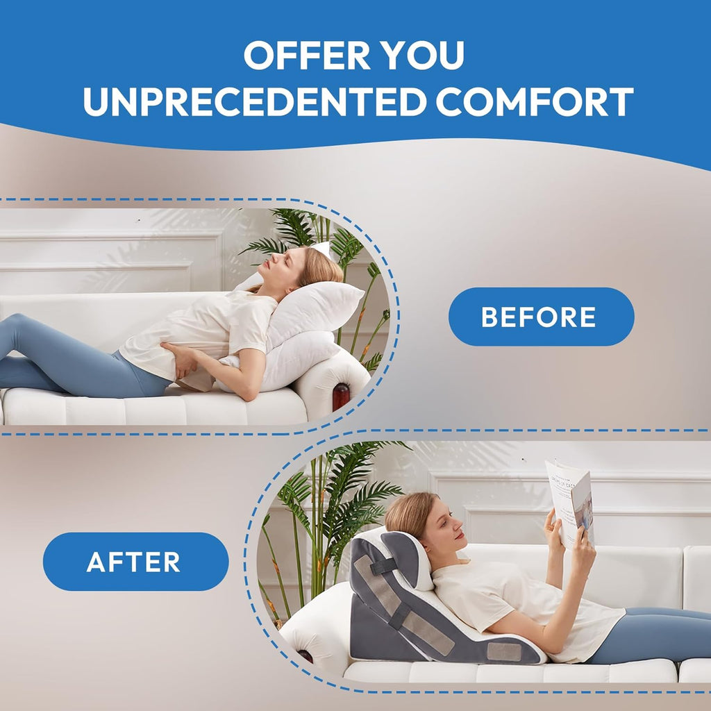 Ahpmeoa Foam Wedge Pillow Set for Bed Sitting Up, GERD, Back Pain Relief

