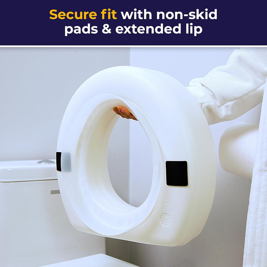 AquaSense Raised Toilet Seat Riser, 4 Inch Portable Elevated Toilet Seat for Mobility

