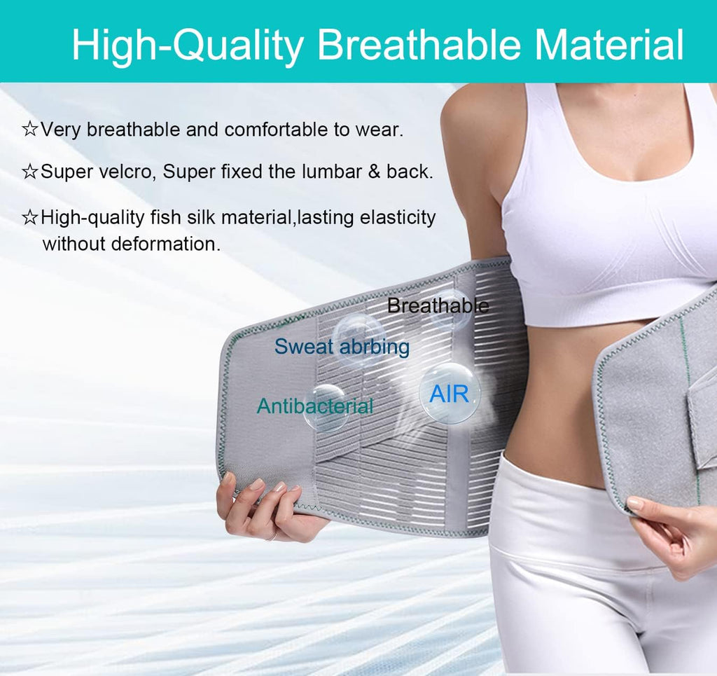 Adjustable Lumbar Back Brace Support Belt for Men and Women with Aluminum Inserts

