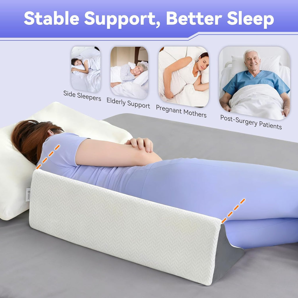 Vekkia Wedge Pillow for Side Sleeping with High-Density Foam and Back Support

